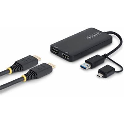 STARTECH STARTECH.COM USB TO DUAL HDMI ADAPTER, USB A OR C, 1X 4K30HZ, 1X 1080P, 3 YR 107B-USB-HDMI-2