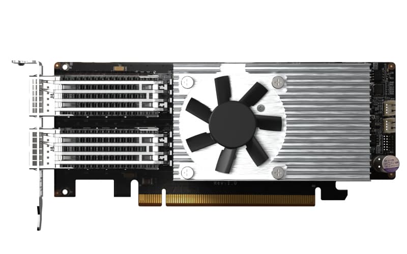 QNAP QNAP Dual-port QSFP28 100GbE network expansion card; low-profile form factor; PCIe Gen4 x1 QXG-100G2SF-E810