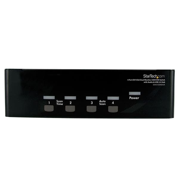 STARTECH STARTECH.COM 4 PORT DVI VGA DUAL MONITOR KVM SWITCH USB WITH AUDIO, 3 YR SV431DDVDUA