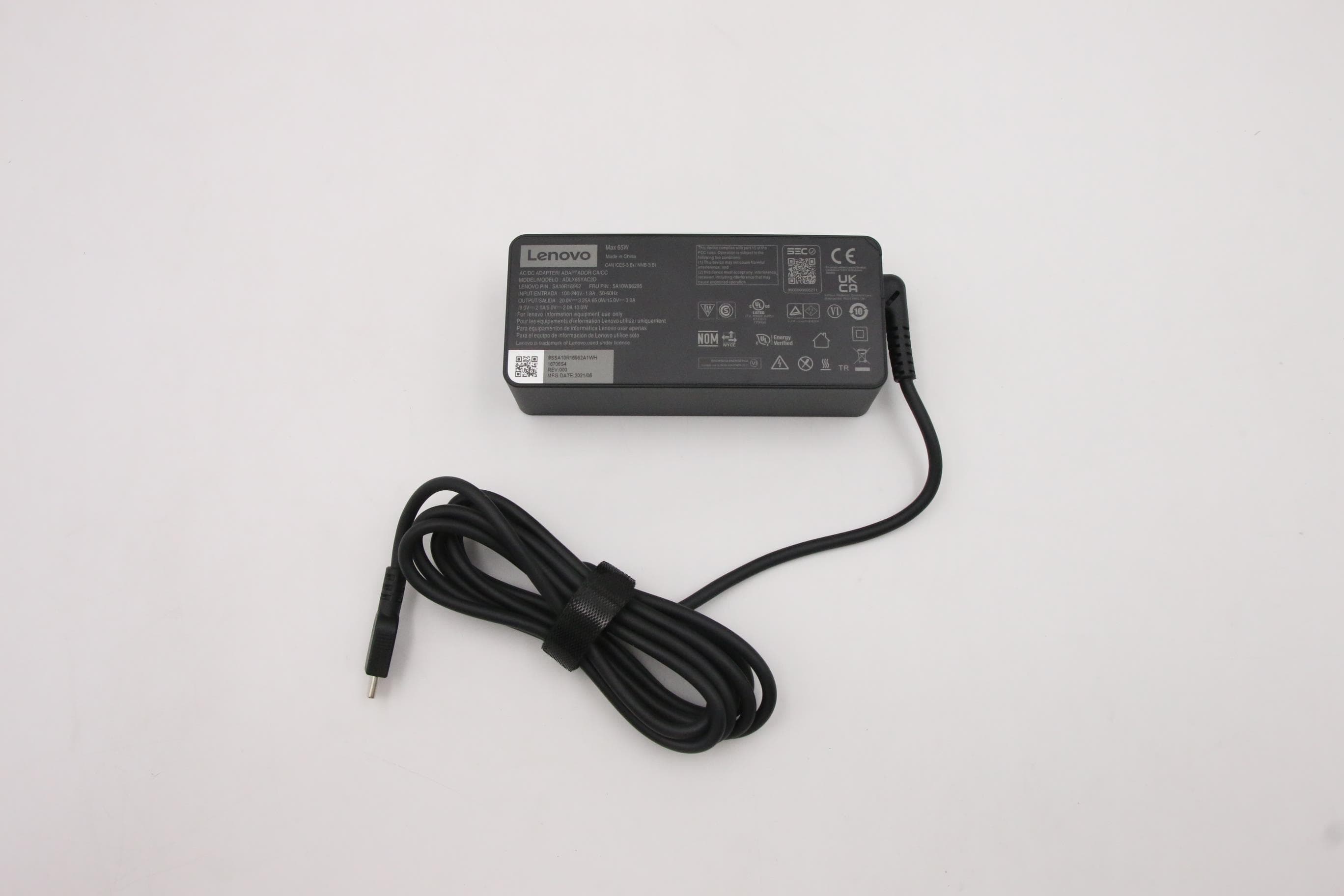 Lenovo 65 Watt AC Adapter, 20/15/9/5V