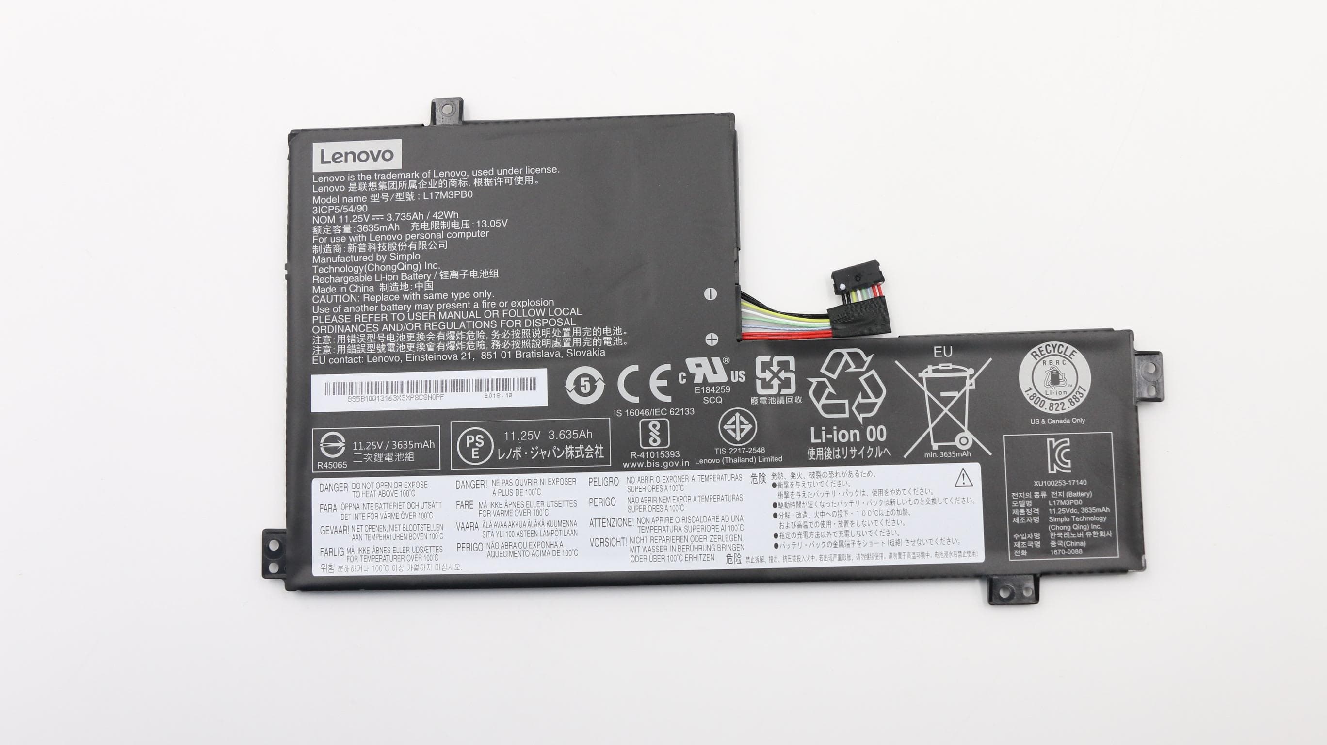 Lenovo N24 SP/A L17M3PB0 11.25V42Wh3cellbty