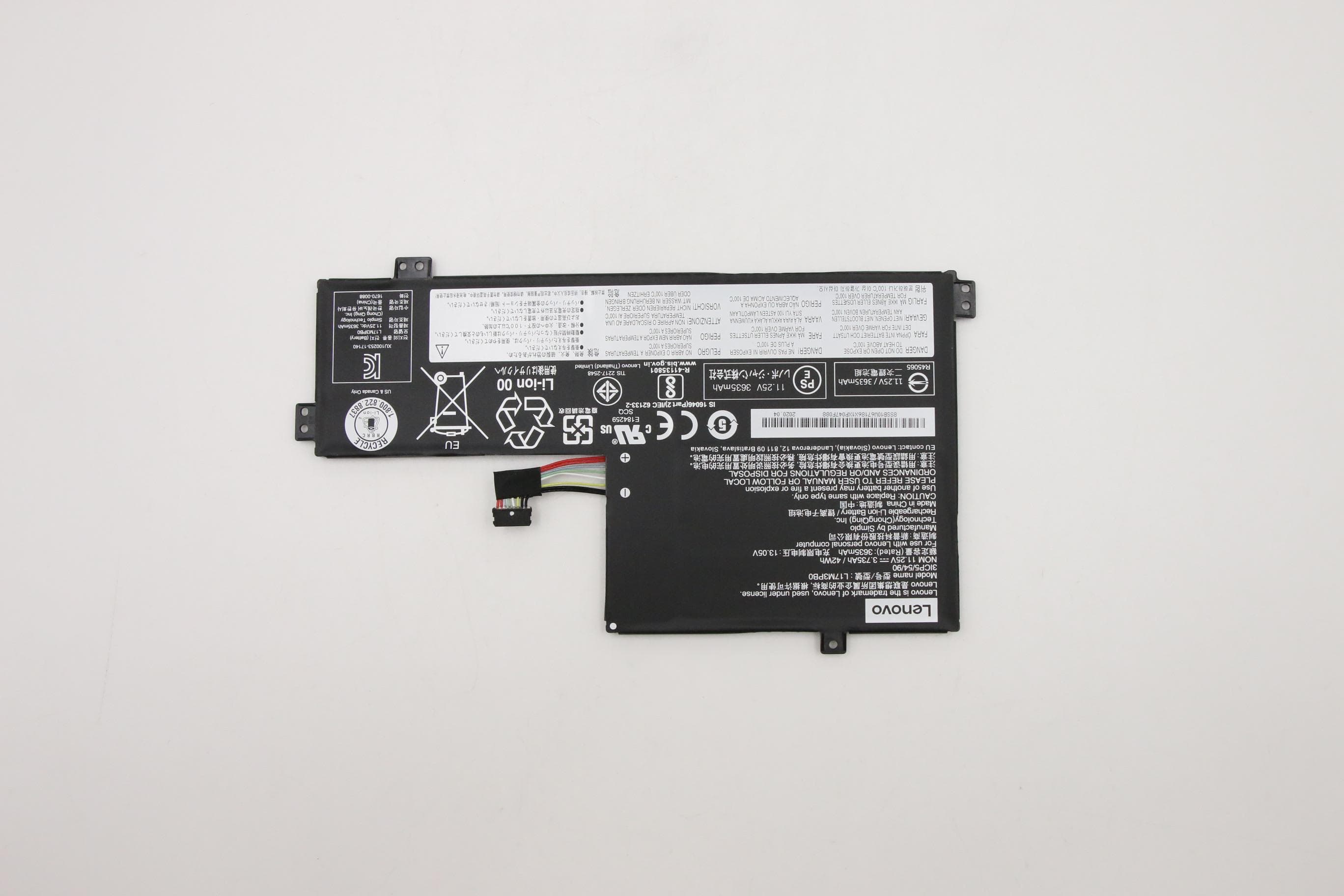 Lenovo 3 Cell Battery, 42Wh, 11.25V, Li-ion, L17M3PB0