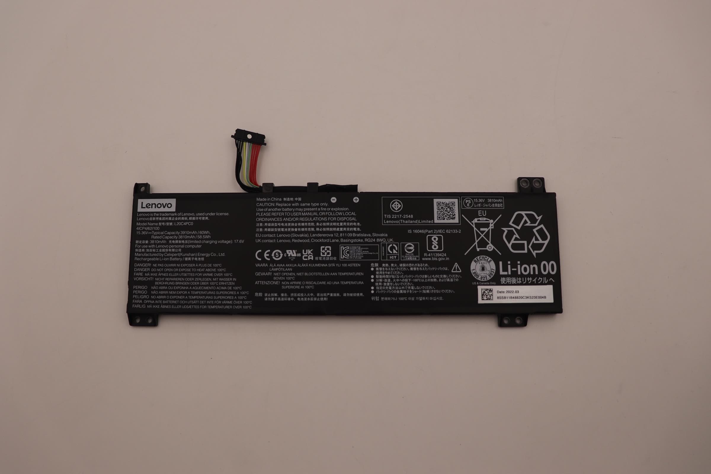 Lenovo FRU Y560 CP/B L20C4PC0 15.36V60Wh4cellbty