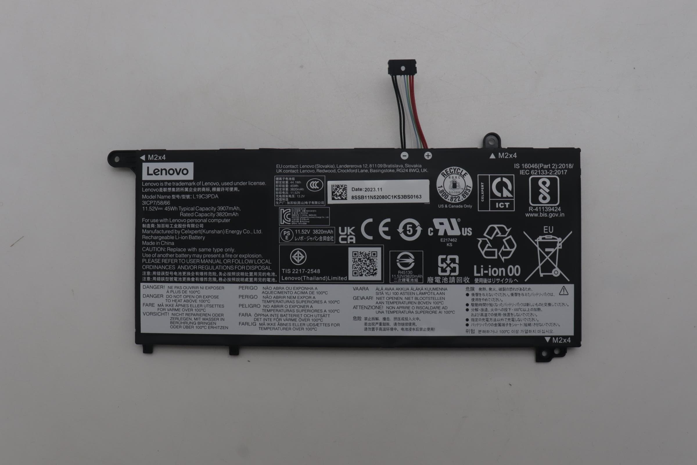 Lenovo BATTERY 3cell 45Wh 11.52V L19C3PDA CP/B