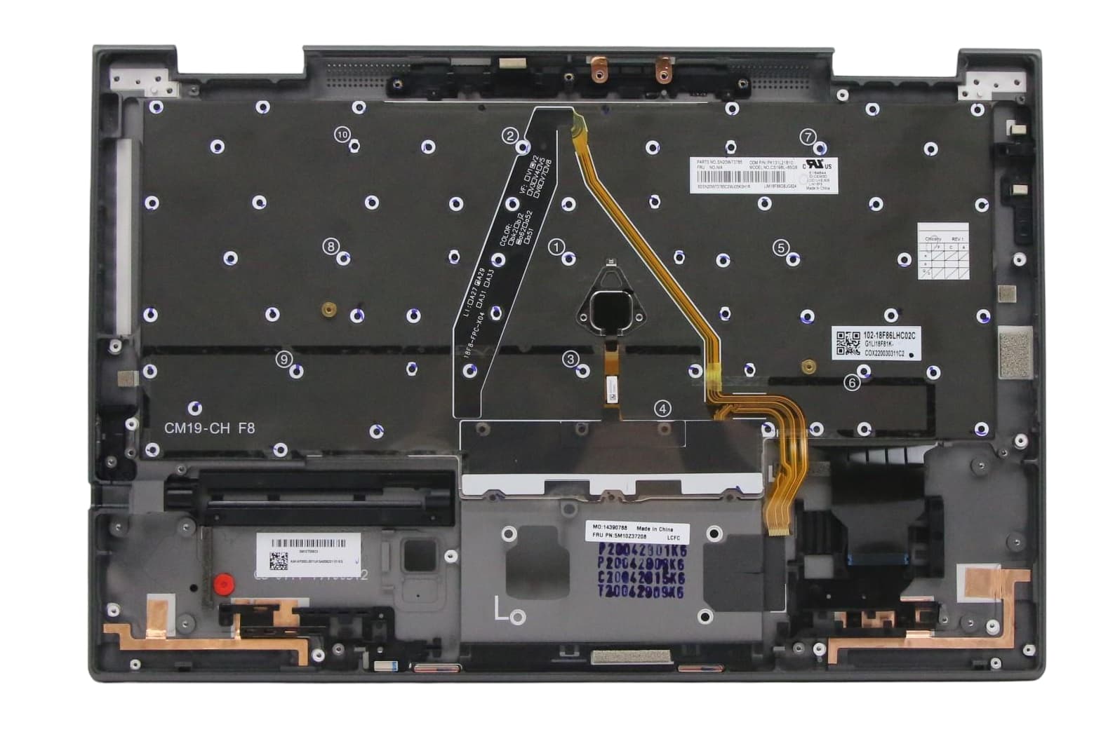Lenovo Ratchet-2 INTEL FRU MECH_ASM GYG50_GRP_KBD_Bezel_ASM_US English_WLAN_Iron Gray_Chicony