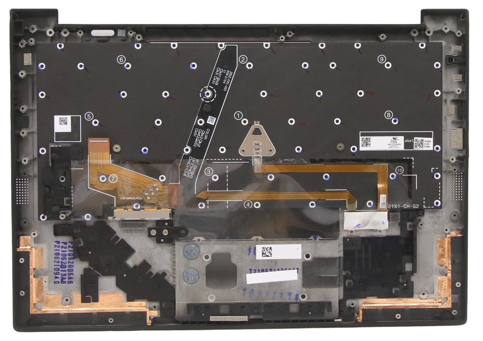 Lenovo Panther-1 FRU GRP KBD Bezel ASM US English International with a Euro symbol (w/ BL KBD, WWAN), Deep Black (Sunrex)
