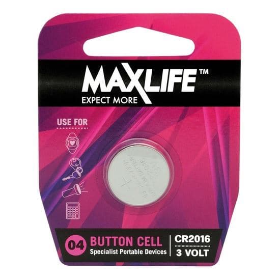 Maxlife MAXLIFE CR2016 Lithium Button Cell Battery. 1Pk. BAT2016