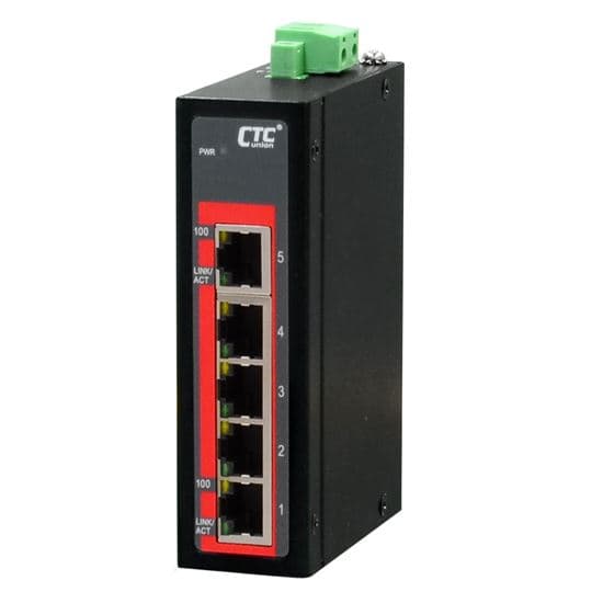 CTCunion CTC UNION 5 Port Fast Ethernet Unmanaged Switch.  -40C~+75C. IFS-500C-E