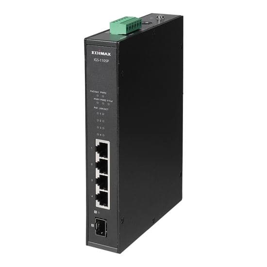 Edimax EDIMAX Industrial 5-Port Gigabit PoE+ DIN Rail Switch. 4 x Gigabit IGS-1105P