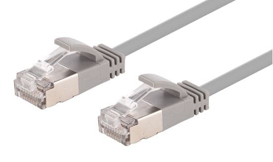 Dynamix DYNAMIX 3m Cat6A S/FTP Grey Ultra-Slim Shielded 10G Patch Lead PLSSGY-C6A-3