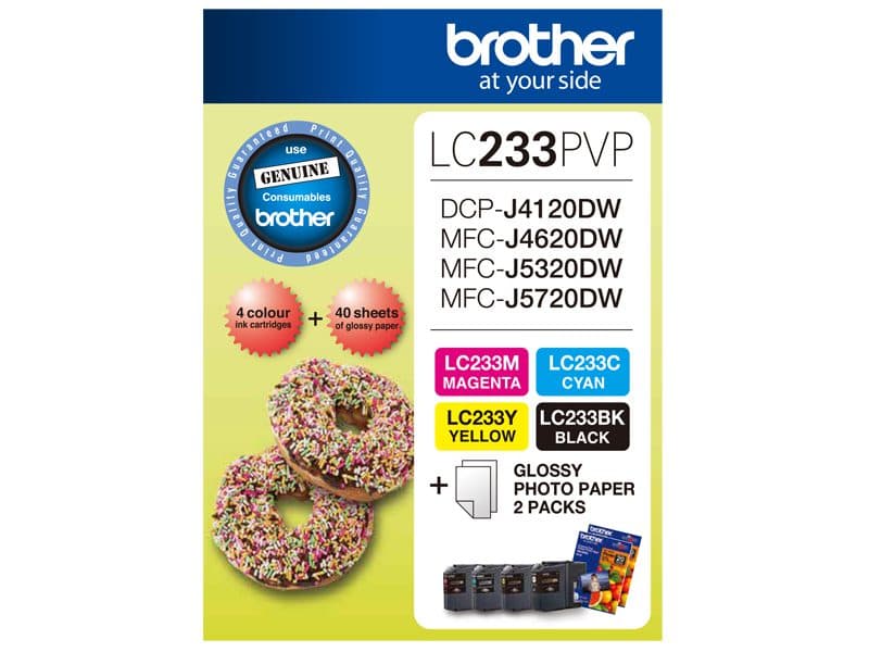 Brother Brother LC233PVP Combo Pack with 40 Sheets of 6x4 Photo Paper LC233PVP