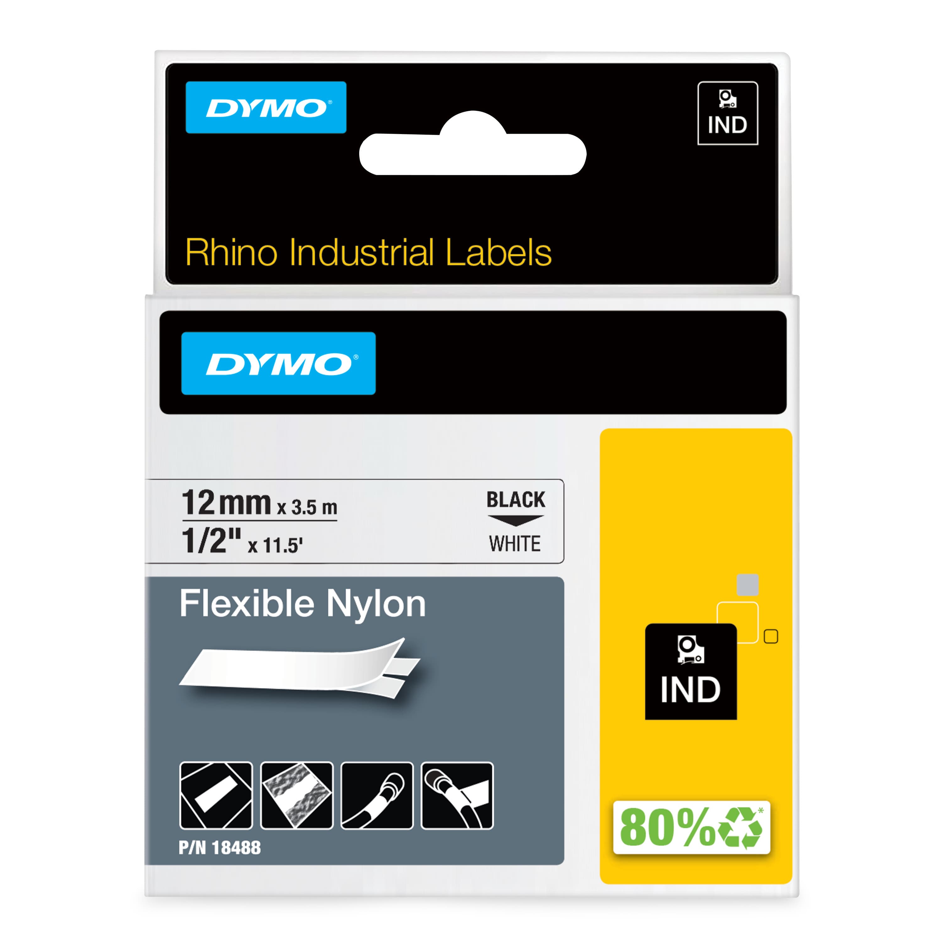 Dymo Dymo Blk on Wht 12mm Tape Nyl DY18488